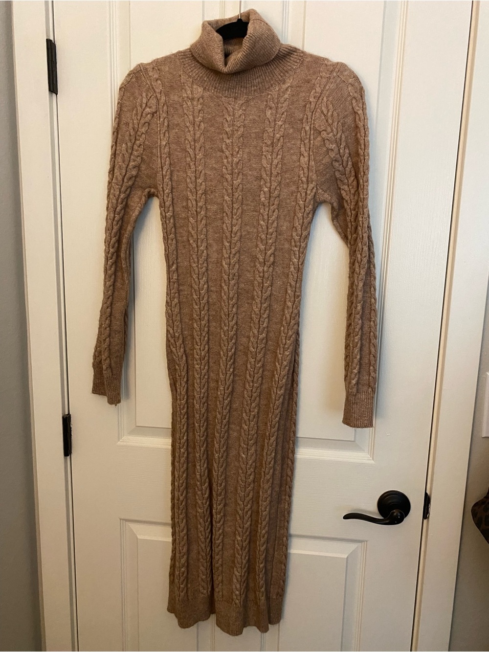 fab'rik Cable Knit Turtleneck Midi Dress